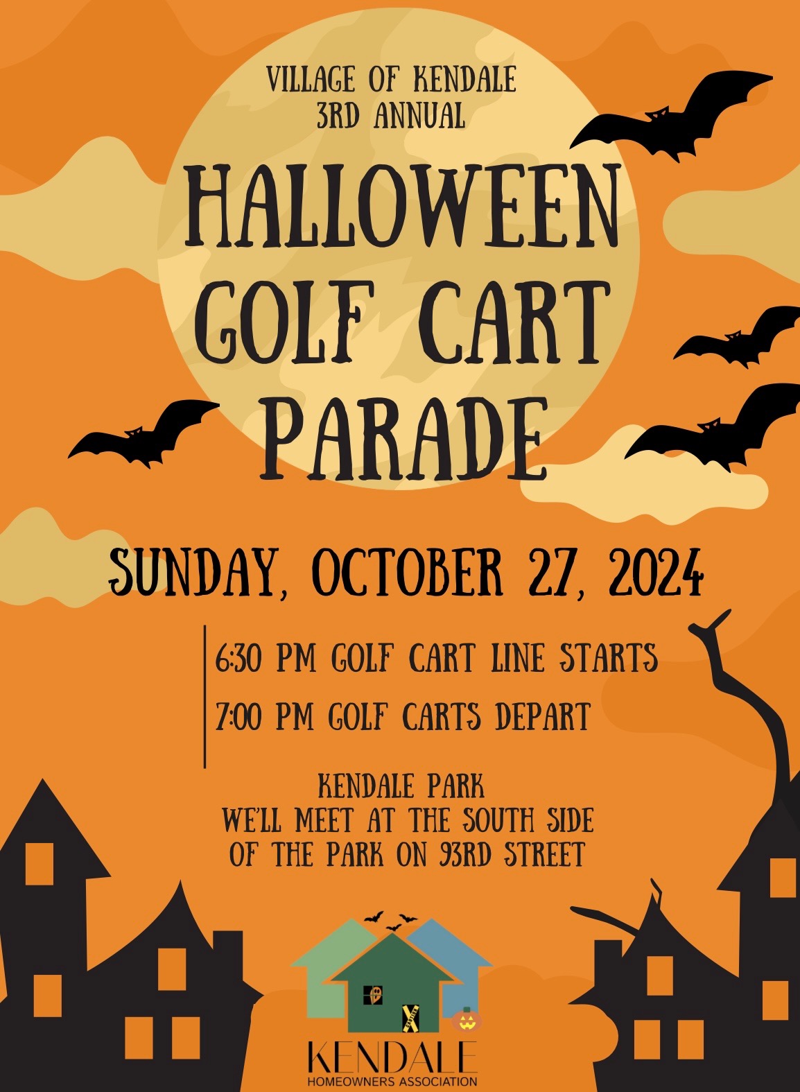 A flyer for the holiday golf cart parade